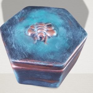 Procelain Bumblebee copper patina finish keepsake box trinket box jewelry box